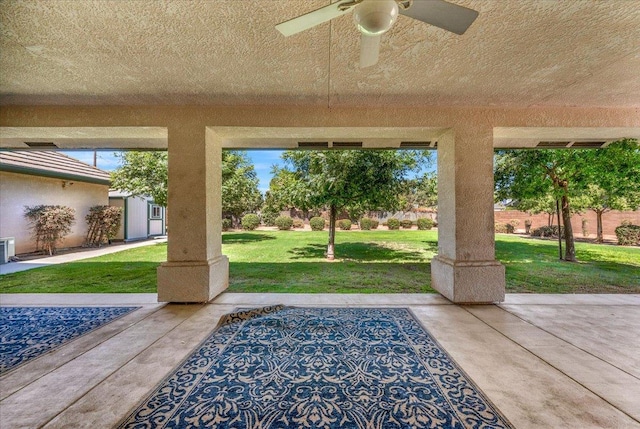 431 S Fowler Ave, Fresno, CA 93727 - view of patio with ceiling fan and a storage unit