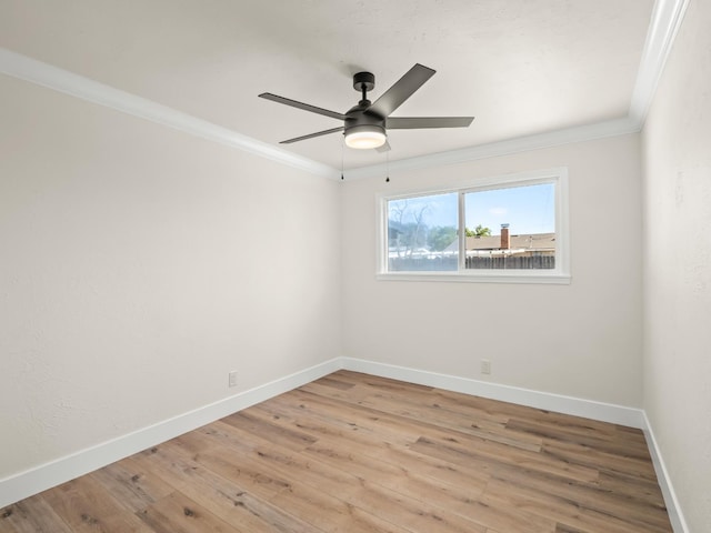 3844 E Holland Ave, Fresno, CA 93726 - empty room featuring ornamental molding, light wood-style flooring, and a ceiling fan