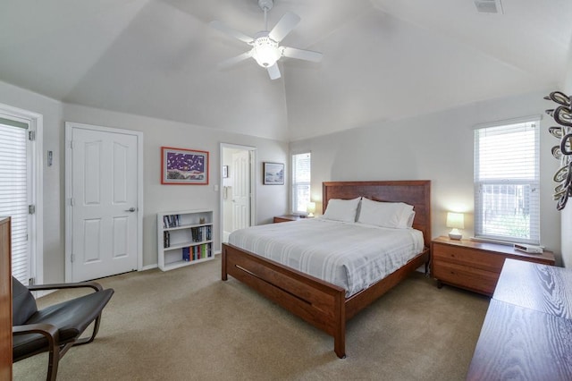 3084 Magnolia Ave, Clovis, CA 93611 - carpeted bedroom with a ceiling fan and high vaulted ceiling