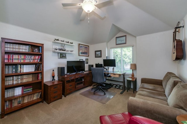 3084 Magnolia Ave, Clovis, CA 93611 - office space with carpet, vaulted ceiling, and ceiling fan