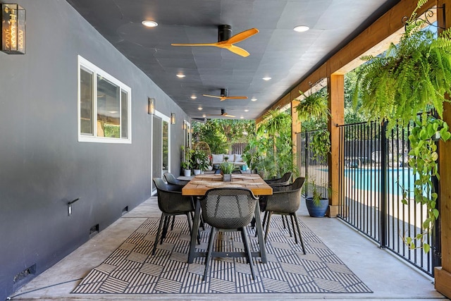 6054 N Kavanagh Ave, Fresno, CA 93711 - view of patio / terrace featuring a ceiling fan and outdoor dining space