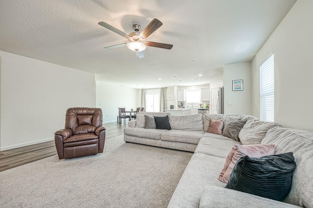 2012 Richard Ave, Sanger, CA 93657 - living area featuring wood finished floors, ceiling fan, and recessed lighting