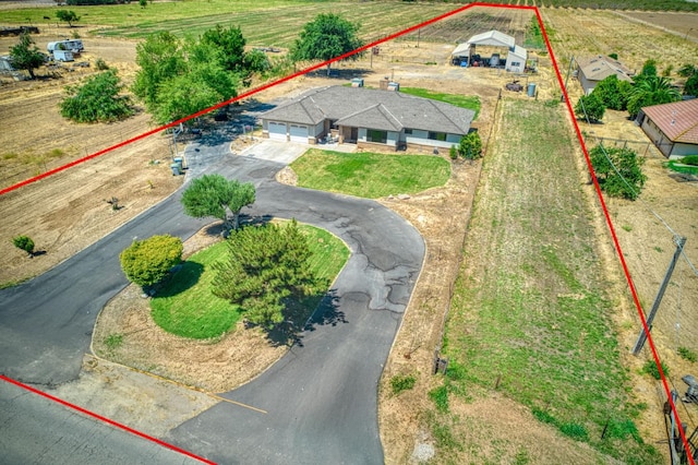 3377 N Bryan Ave, Fresno, CA 93723 - aerial view of sparsely populated area with property parcel outlined