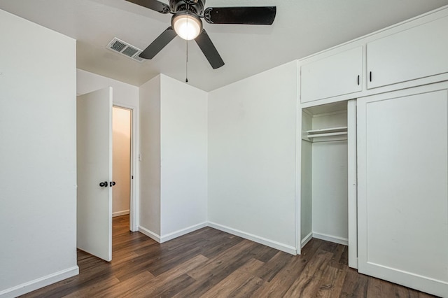 1821 W Lansing Way, Fresno, CA 93705 - unfurnished bedroom featuring wood finished floors, a closet, and a ceiling fan