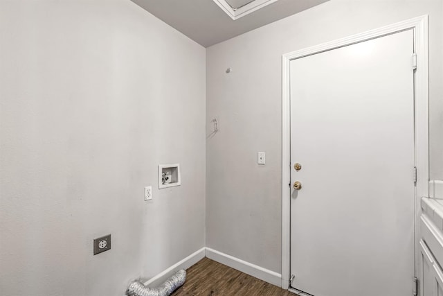 5811 W Beechwood Ave, Fresno, CA 93722 - washroom featuring dark wood-style flooring, hookup for a washing machine, and electric dryer hookup