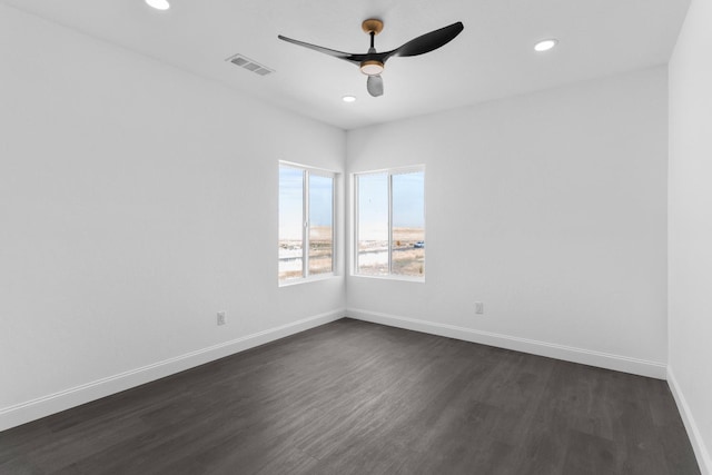 36950 Pauline Ave, Madera, CA 93636 - unfurnished room with ceiling fan, dark wood-type flooring, and recessed lighting