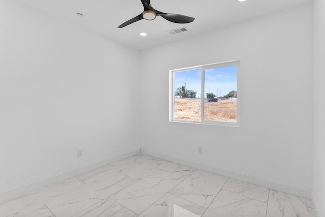 36950 Pauline Ave, Madera, CA 93636 - empty room with light marble finish floors, recessed lighting, and a ceiling fan