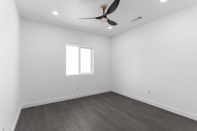 36950 Pauline Ave, Madera, CA 93636 - empty room featuring a ceiling fan, dark wood-type flooring, and recessed lighting