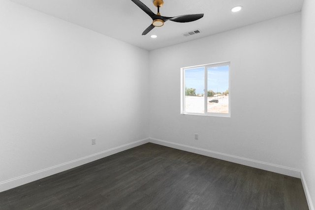 36950 Pauline Ave, Madera, CA 93636 - unfurnished room with dark wood-style flooring, recessed lighting, and ceiling fan