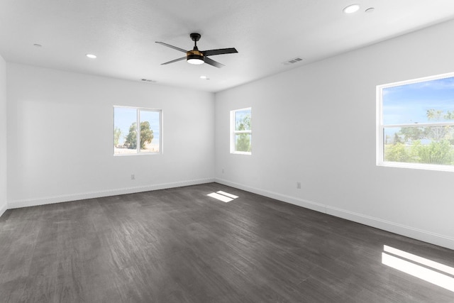 36950 Pauline Ave, Madera, CA 93636 - unfurnished room featuring dark wood-style flooring, ceiling fan, and recessed lighting
