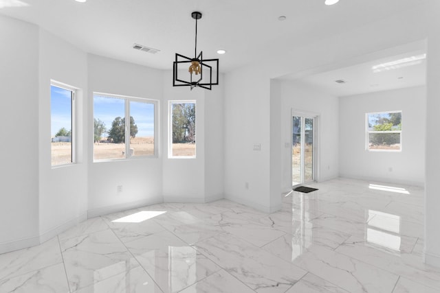 36950 Pauline Ave, Madera, CA 93636 - unfurnished room with marble finish flooring, recessed lighting, and a chandelier