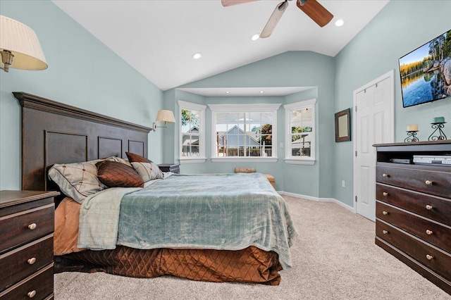 1440 E Fountain Way, Fresno, CA 93704 - bedroom featuring lofted ceiling, carpet, recessed lighting, and a ceiling fan