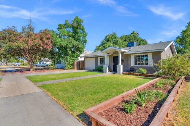 1440 E Fountain Way, Fresno, CA 93704 - view of front facade featuring driveway, a garage, a front lawn, and stucco siding