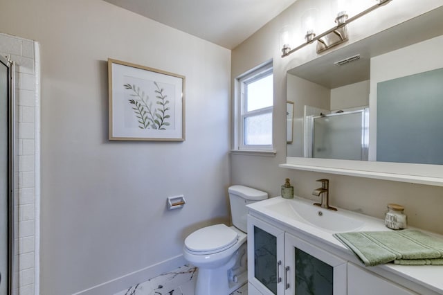 1648 Purvis Ave, Clovis, CA 93611 - full bathroom with vanity, marble finish flooring, and a shower with door