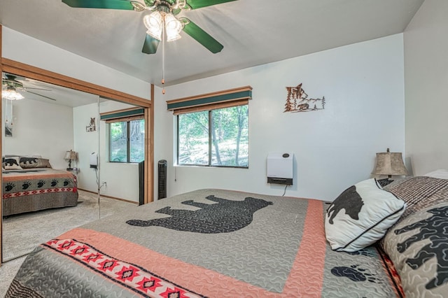 40904 Mill Run Ln Unit 60, Shaver Lake, CA 93664 - carpeted bedroom featuring a ceiling fan and heating unit