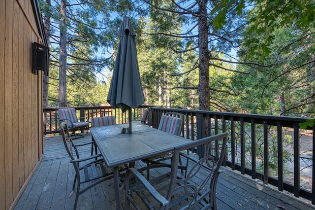 40904 Mill Run Ln Unit 60, Shaver Lake, CA 93664 - wooden deck with outdoor dining area