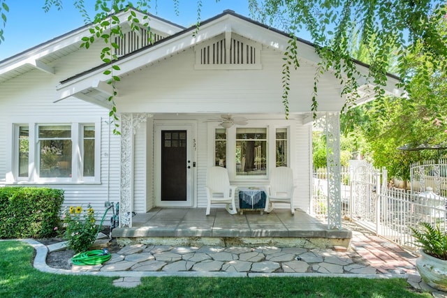 321 E Brown, Fresno, CA 93704 - view of front of home with ceiling fan and covered porch