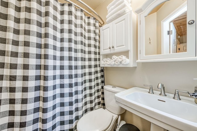 40748 Mill Run Ln Unit 5, Shaver Lake, CA 93664 - bathroom featuring toilet and a shower with shower curtain