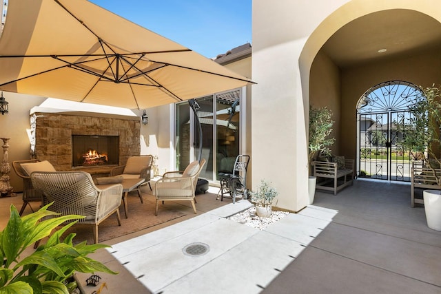 2706 Trenton Ave, Clovis, CA 93619 - view of patio featuring an outdoor stone fireplace