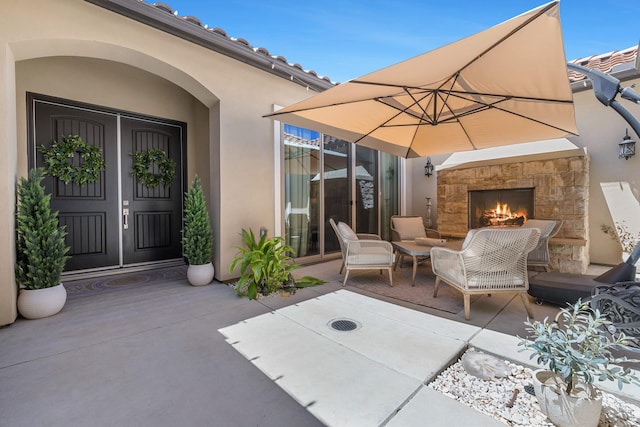 2706 Trenton Ave, Clovis, CA 93619 - view of patio with an outdoor stone fireplace
