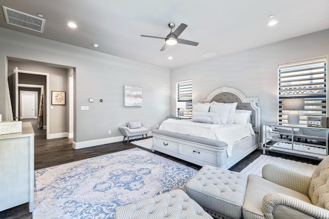 2706 Trenton Ave, Clovis, CA 93619 - bedroom with dark wood-style floors, recessed lighting, and ceiling fan