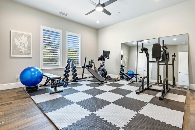 2706 Trenton Ave, Clovis, CA 93619 - workout area with ceiling fan, recessed lighting, and wood finished floors