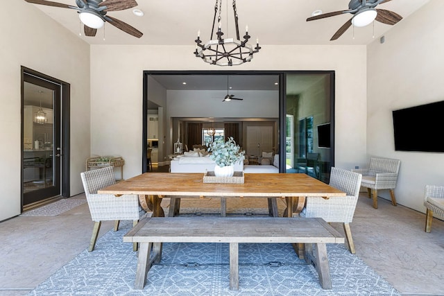 2706 Trenton Ave, Clovis, CA 93619 - dining area with ceiling fan and a chandelier