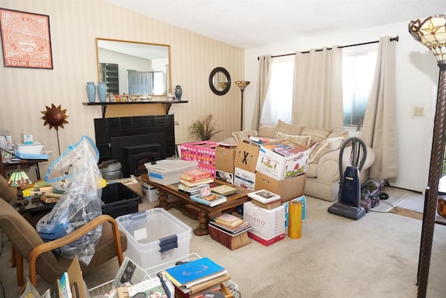 7637 Nixos Way, Sacramento, CA 95823 - living room with wallpapered walls and carpet