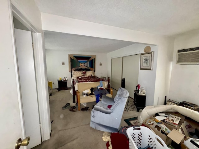 7637 Nixos Way, Sacramento, CA 95823 - bedroom featuring a wall mounted AC, concrete floors, and a closet