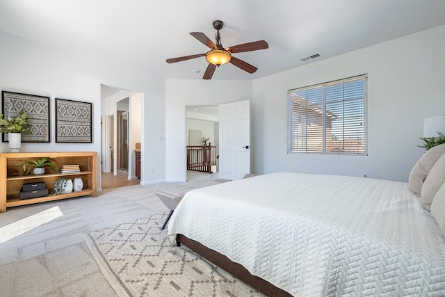 4160 N Creekbend, Clovis, CA 93619 - bedroom with light colored carpet and a ceiling fan