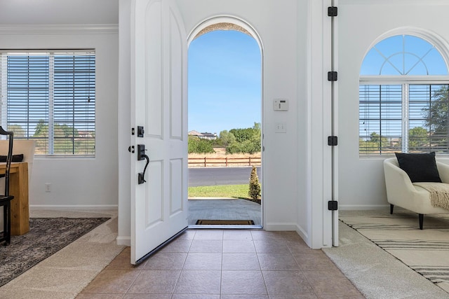 4160 N Creekbend, Clovis, CA 93619 - foyer with ornamental molding and tile patterned floors