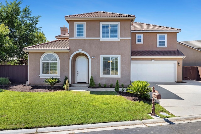 4160 N Creekbend, Clovis, CA 93619 - mediterranean / spanish house with a tiled roof, driveway, a garage, and stucco siding
