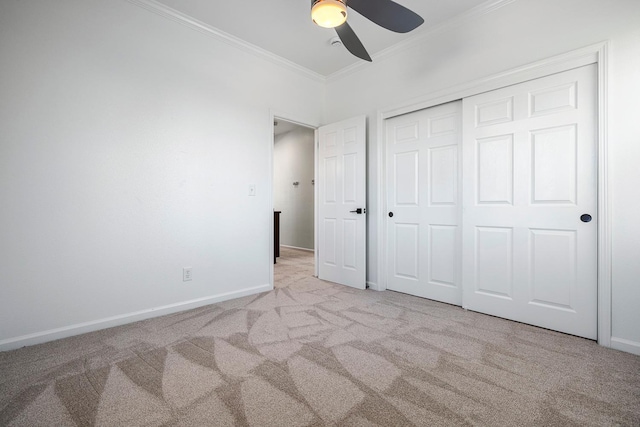 4160 N Creekbend, Clovis, CA 93619 - unfurnished bedroom featuring ornamental molding, carpet, a closet, and ceiling fan