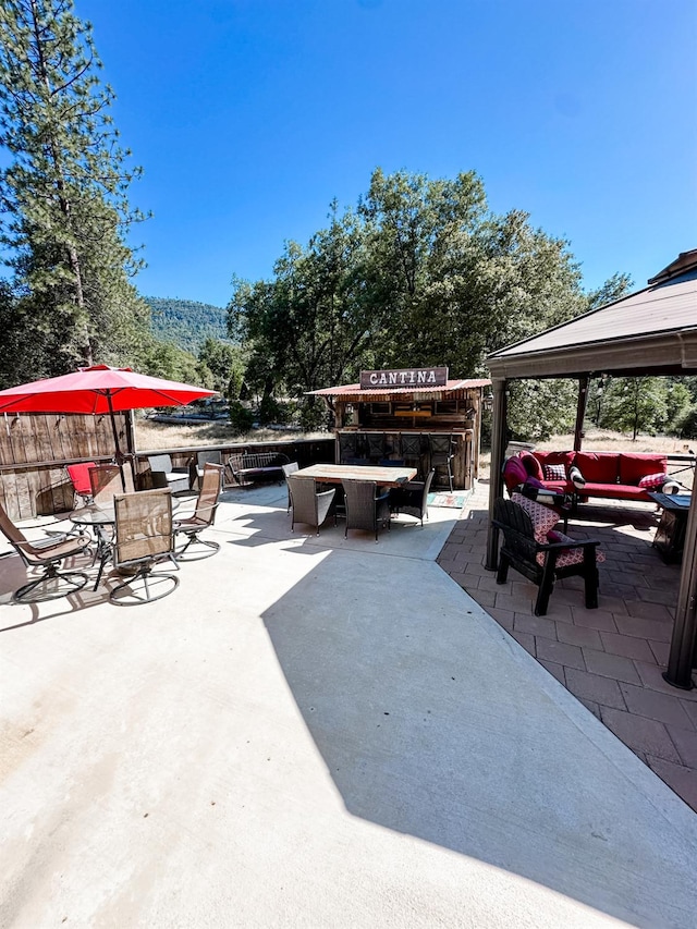 37969 Rd 422, Oakhurst, CA 93644 - view of patio / terrace with outdoor lounge area, outdoor dining area, and a gazebo