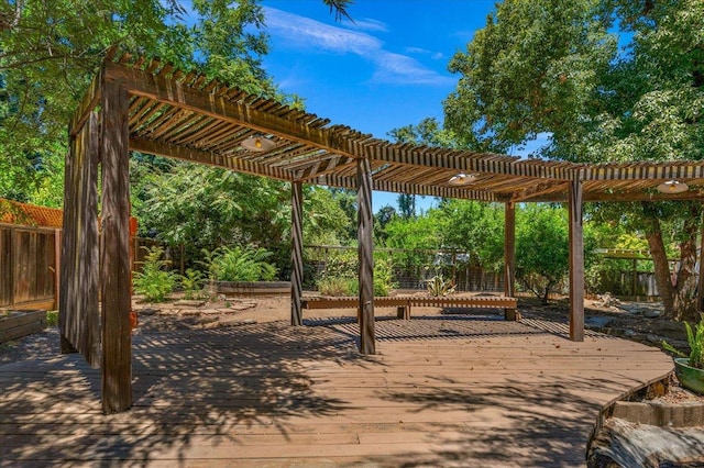 835 E Ashcroft Ave, Fresno, CA 93704 - fenced backyard with a pergola and a wooden deck