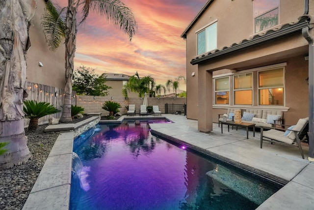11617 N Bella Verde Ave, Fresno, CA 93730 - view of pool featuring a patio area, a fenced backyard, and an outdoor hangout area