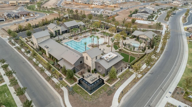924 Orchard Hills Rd, Madera, CA 93636 - aerial overview of property's location featuring nearby suburban area and a pool