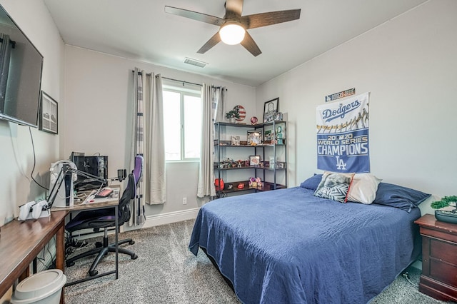 924 Orchard Hills Rd, Madera, CA 93636 - bedroom featuring carpet flooring, an office area, and ceiling fan