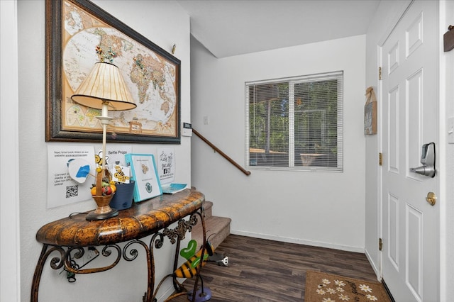 53401 Timberview Rd, North Fork, CA 93643 - foyer featuring stairs and dark wood-type flooring