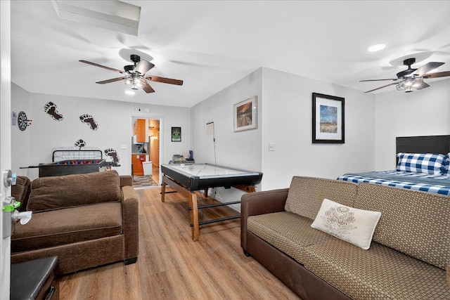 53401 Timberview Rd, North Fork, CA 93643 - living area featuring a ceiling fan and light wood-style floors