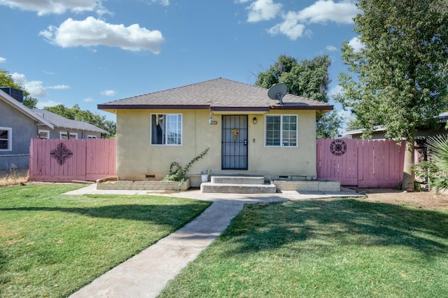 448 E Tuolumne St, Fresno, CA 93706 - bungalow-style home featuring stucco siding and a shingled roof