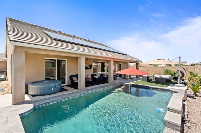 1397 N Redington Ave, Clovis, CA 93619 - view of pool with an outdoor living space, a hot tub, and a patio