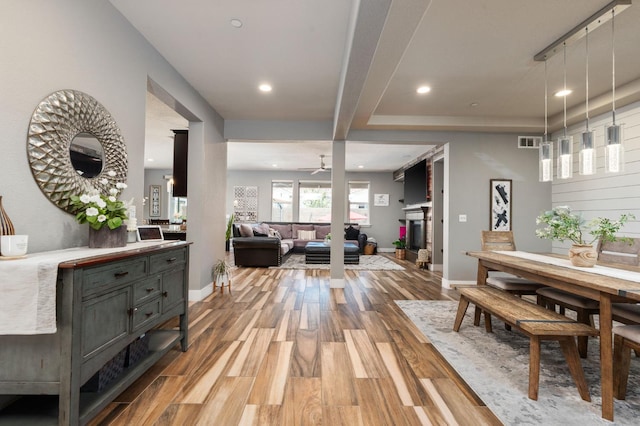 1397 N Redington Ave, Clovis, CA 93619 - dining area featuring wood finished floors, recessed lighting, and a ceiling fan