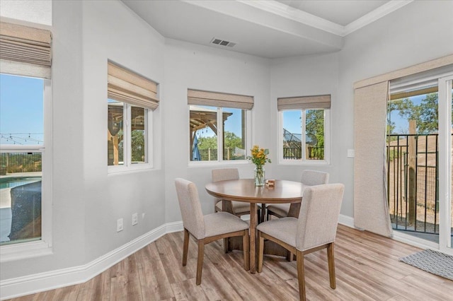 34503 Backbone Rd, Auberry, CA 93602 - dining room featuring light wood-style floors and crown molding