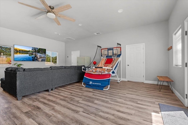 34503 Backbone Rd, Auberry, CA 93602 - living area featuring wood finished floors and ceiling fan