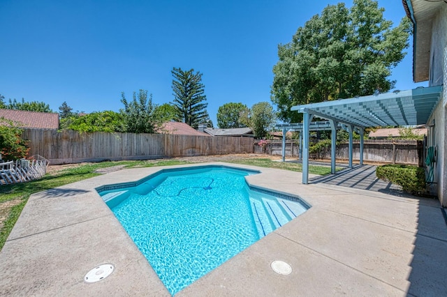 6355 N Cleo Ave, Fresno, CA 93722 - view of swimming pool with a patio area, a fenced backyard, and a pergola