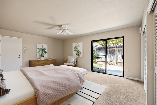 1702 W Bullard Unit 105, Fresno, CA 93711 - bedroom featuring access to exterior, carpet floors, and ceiling fan