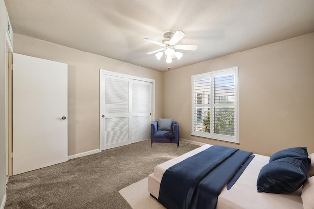 1702 W Bullard Unit 105, Fresno, CA 93711 - bedroom featuring carpet, a closet, and a ceiling fan