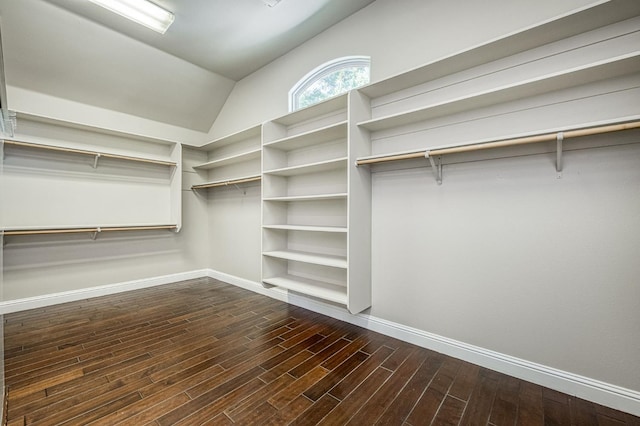 218 W Hubert Ct, Fresno, CA 93711 - spacious closet featuring dark wood-style floors and vaulted ceiling