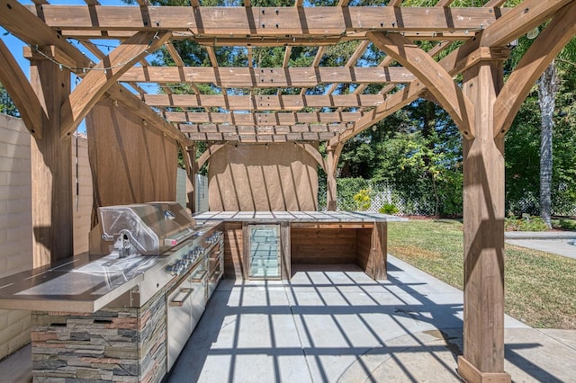 218 W Hubert Ct, Fresno, CA 93711 - view of patio featuring area for grilling and a pergola